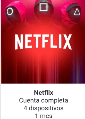 CUENTA NETFLIX COMPLETA (1 DISPOSITIVO POR 1 MES)